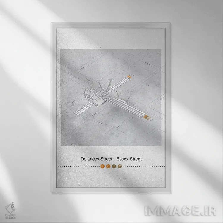 تابلو مینیمال خیابان دلنسی اثر پروژه متروی نیویورک - نمای قابدار سفید