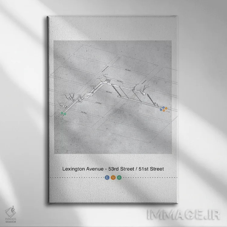 تابلو مینیمال خیابان لکسینگتون اثر پروژه متروی نیویورک - نمای روبهرو روی دیوار