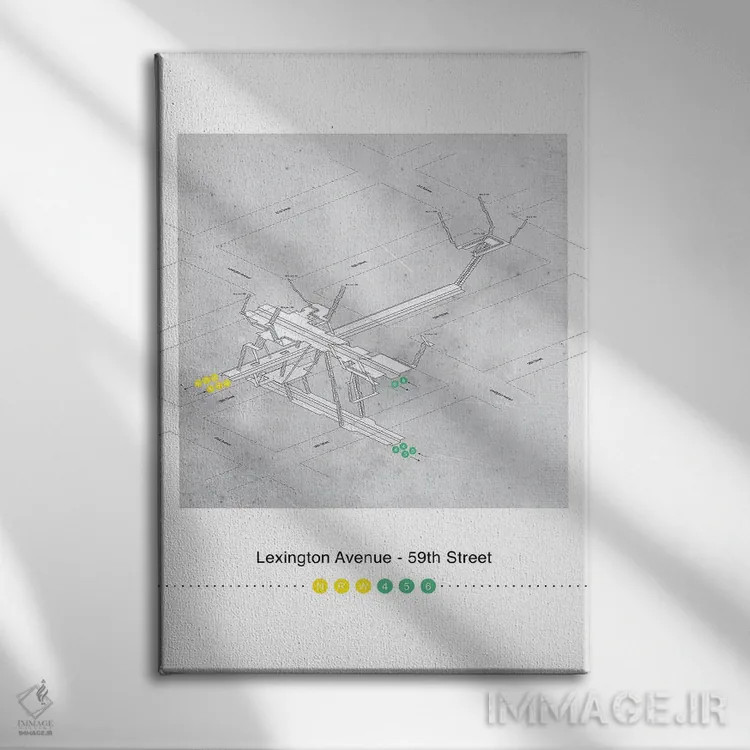 تابلو مینیمال خیابان لکسینگتون اثر پروژه متروی نیویورک - نمای روبهرو روی دیوار