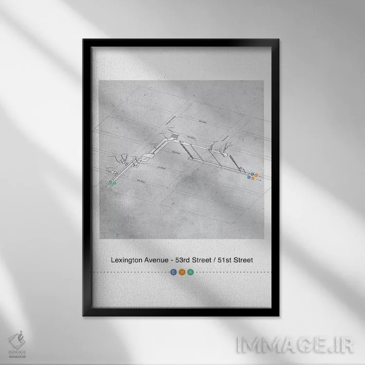 تابلو مینیمال خیابان لکسینگتون اثر پروژه متروی نیویورک - نمای قابدار مشکی
