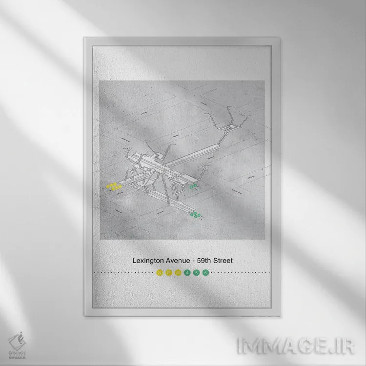 تابلو مینیمال خیابان لکسینگتون اثر پروژه متروی نیویورک - نمای قابدار سفید