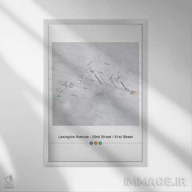 تابلو مینیمال خیابان لکسینگتون اثر پروژه متروی نیویورک - نمای قابدار سفید