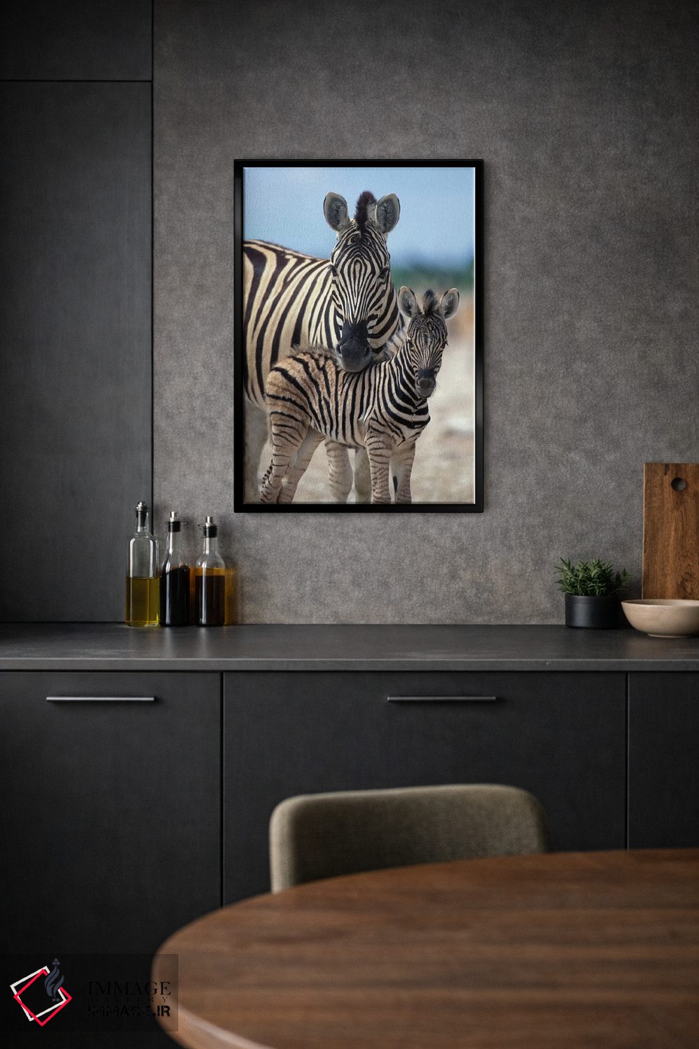 تابلو دکوراتیو Namibia, Etosha National Park,,گله گورخر در تالاب نمکی نزدیک آ… اثر پل سودرز - D1B