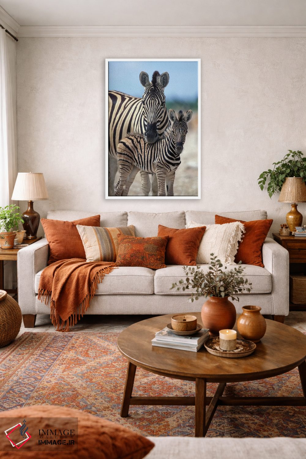 تابلو دکوراتیو Namibia, Etosha National Park,,گله گورخر در تالاب نمکی نزدیک آ… اثر پل سودرز - D2W