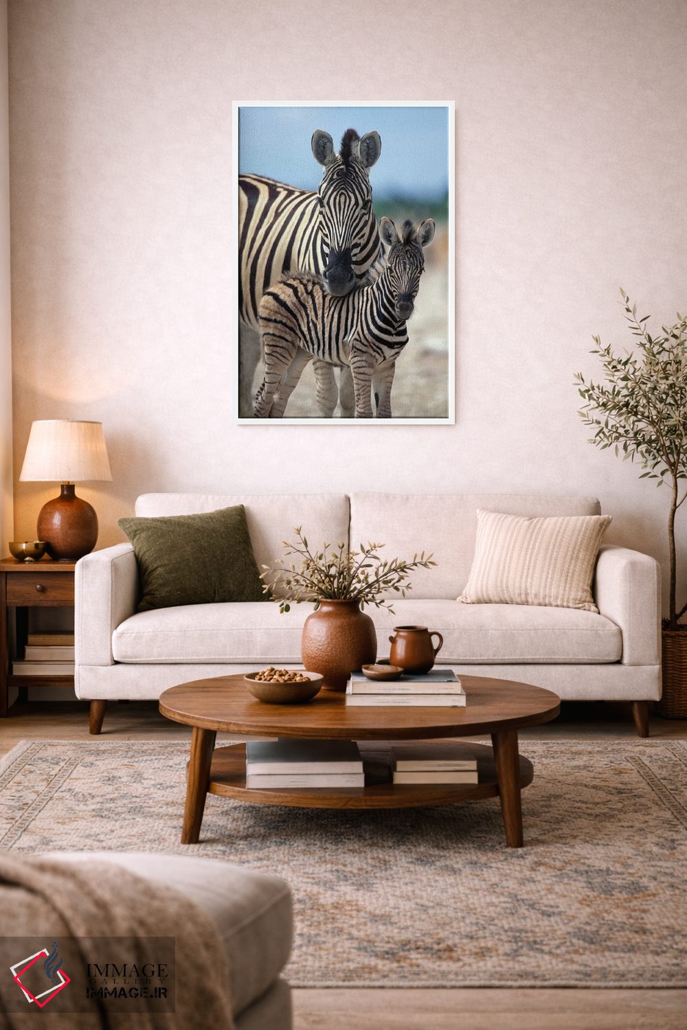تابلو دکوراتیو Namibia, Etosha National Park,,گله گورخر در تالاب نمکی نزدیک آ… اثر پل سودرز - D3W