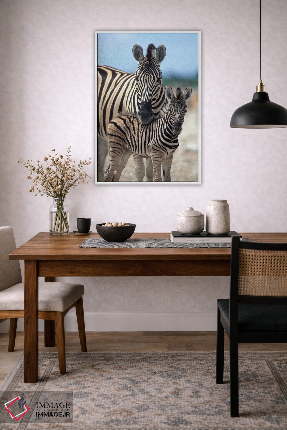 تابلو دکوراتیو Namibia, Etosha National Park,,گله گورخر در تالاب نمکی نزدیک آ… اثر پل سودرز - D4W