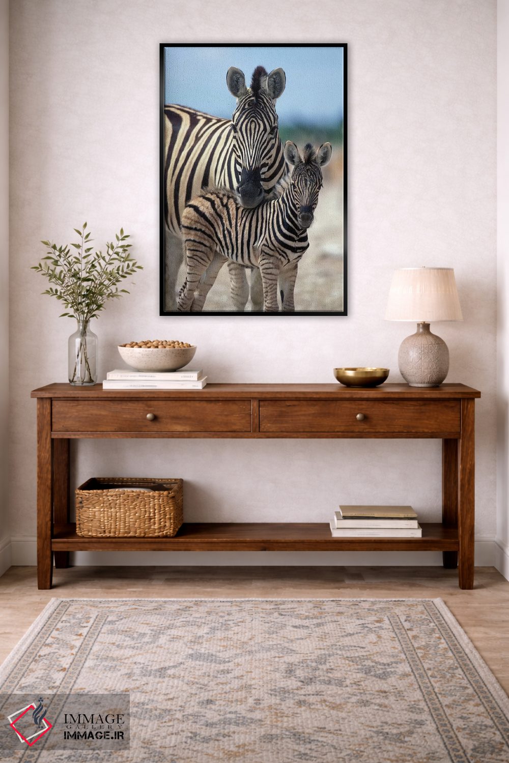 تابلو دکوراتیو Namibia, Etosha National Park,,گله گورخر در تالاب نمکی نزدیک آ… اثر پل سودرز - D5B