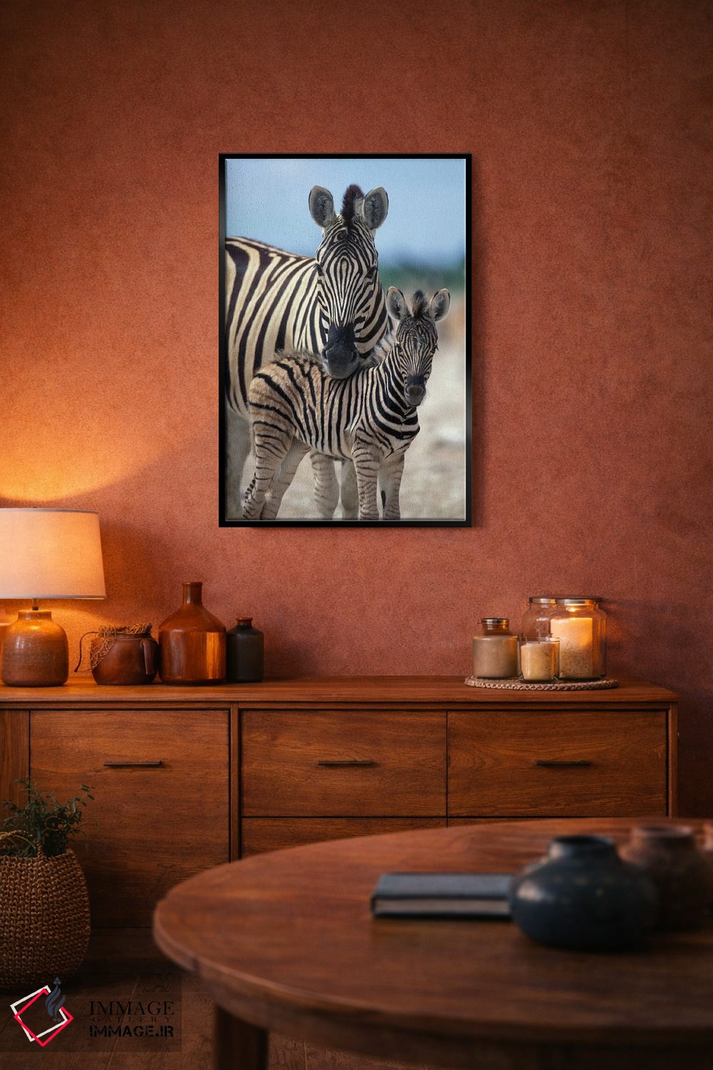 تابلو دکوراتیو Namibia, Etosha National Park,,گله گورخر در تالاب نمکی نزدیک آ… اثر پل سودرز - D6B