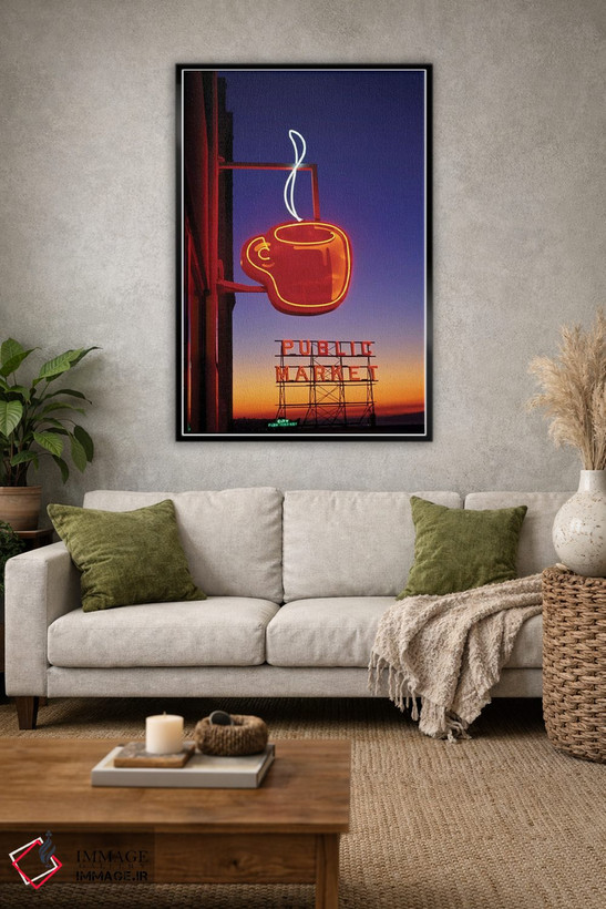 تابلو دکوراتیو Pike Place Market, Seattle, Washington, USA,تابلوهای نئون فنجا… اثر پل سودرز - D2B