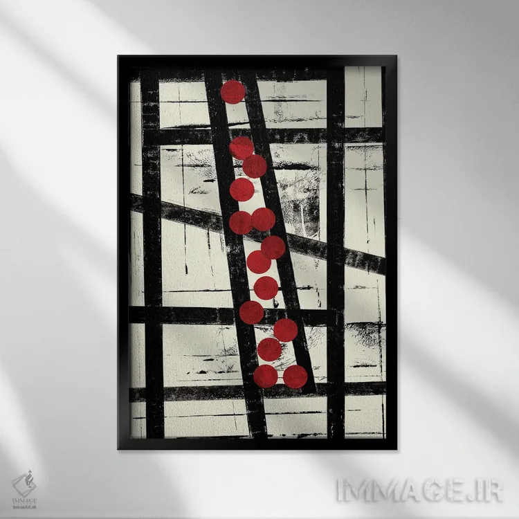 تابلو انتزاعی موقعیت تصادفی چهارم اثر پتر استرند - نمای قابدار مشکی
