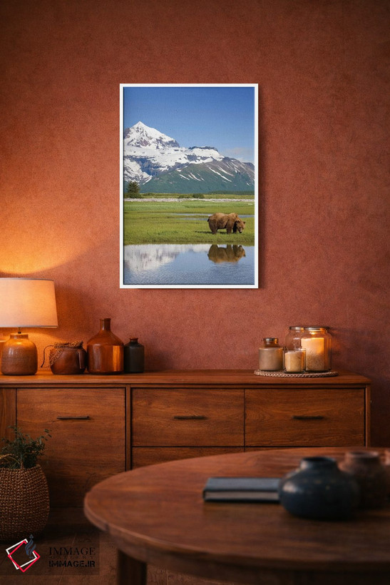 تابلو دکوراتیو Katmai National Park, Alaska, USA,خرس گریزلی در حال چرا در نزد… اثر پل سودرز - D2W