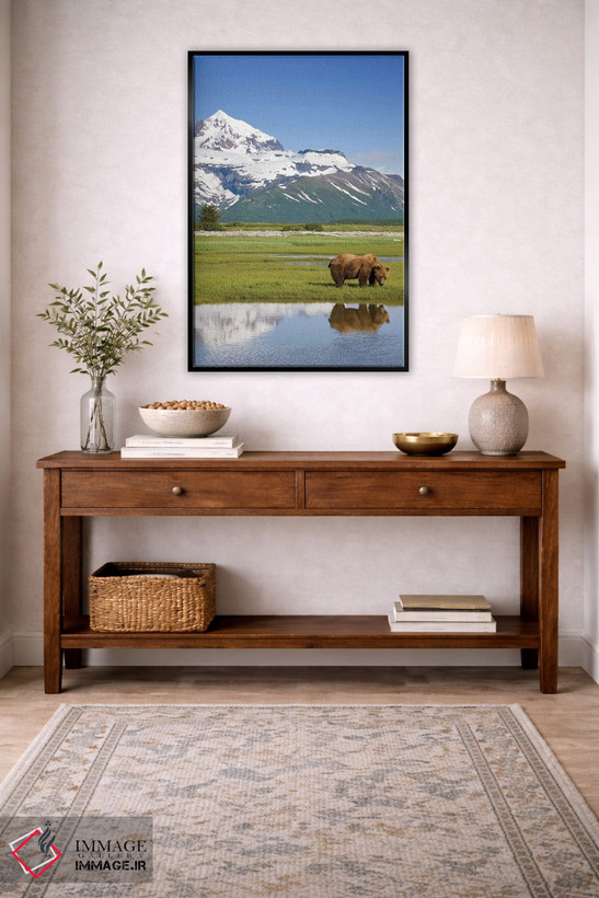 تابلو دکوراتیو Katmai National Park, Alaska, USA,خرس گریزلی در حال چرا در نزد… اثر پل سودرز - D4B