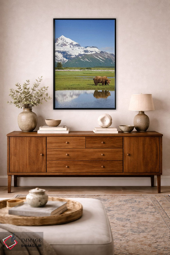 تابلو دکوراتیو Katmai National Park, Alaska, USA,خرس گریزلی در حال چرا در نزد… اثر پل سودرز - D3B