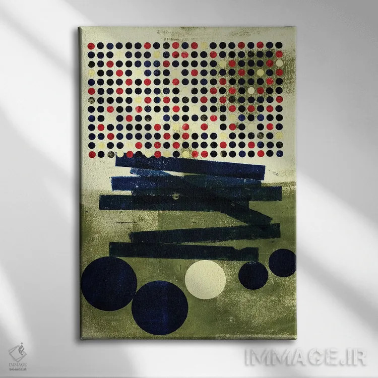 تابلو انتزاعی ناکاوش شده چهار اثر پتر استرند - نمای روبهرو روی دیوار