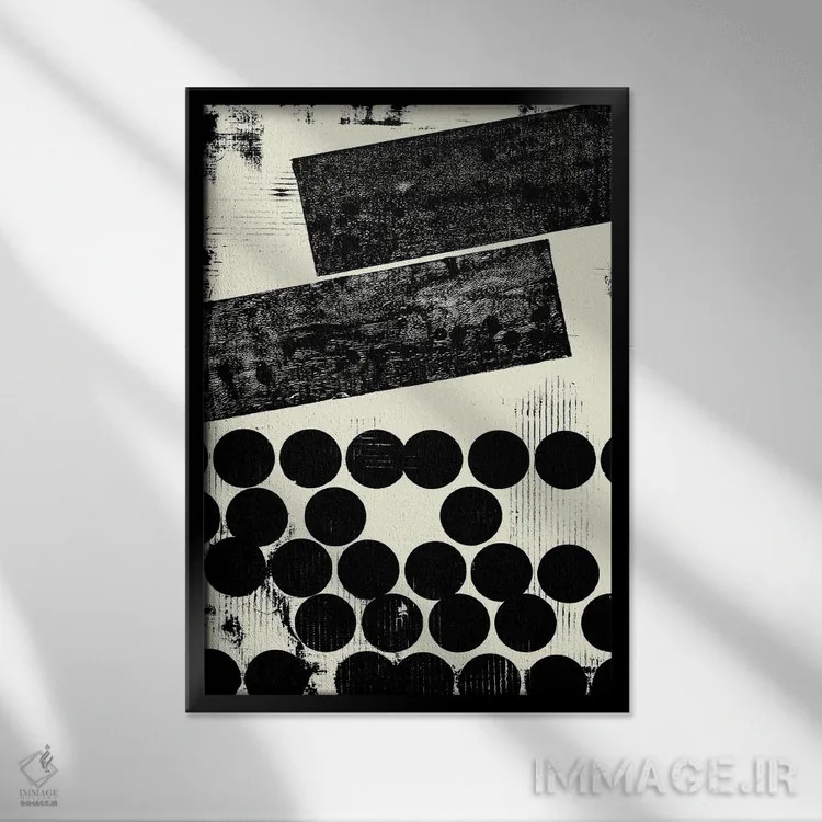 تابلو انتزاعی راه حل فضایی سیزدهم اثر پتر استرند - نمای قابدار مشکی