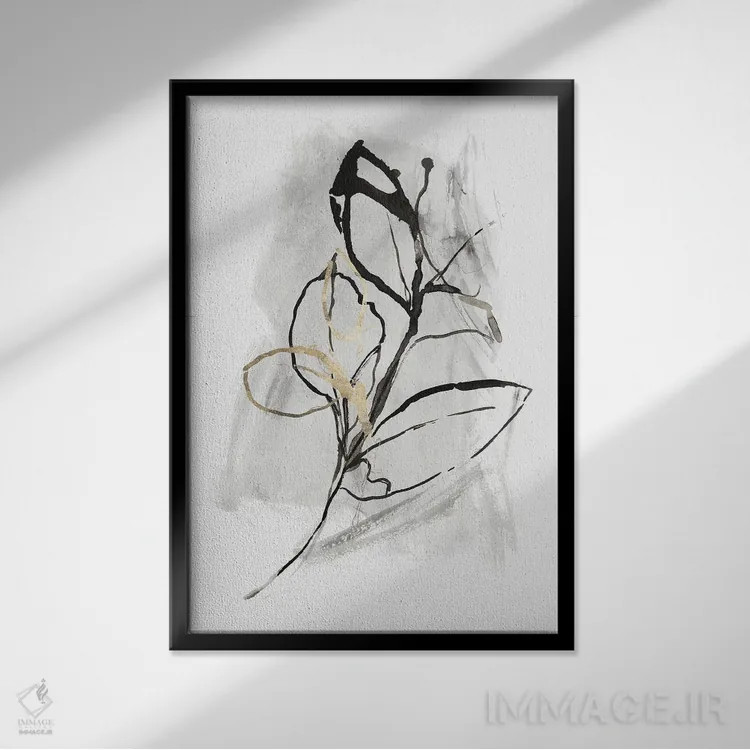 تابلو مینیمال همه برگ ها طلایی هستند اول اثر پی آی استودیو - نمای قابدار مشکی