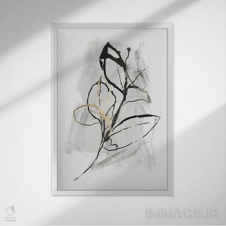 تابلو مینیمال همه برگ ها طلایی هستند اول اثر پی آی استودیو - نمای قابدار سفید