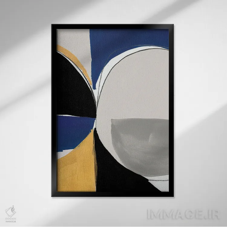 تابلو مینیمال بازتابنده آبی آسمانی ۲ اثر پی آی استودیو - نمای قابدار مشکی