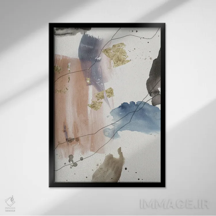 تابلو انتزاعی خط صورتی ۲ اثر پی آی استودیو - نمای قابدار مشکی