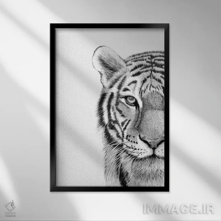 تابلو دکوراتیو ببر اثر پل استوو - نمای قابدار مشکی