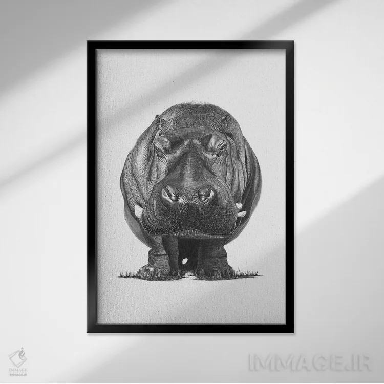 تابلو دکوراتیو اسب آبی اثر پل استوو - نمای قابدار مشکی