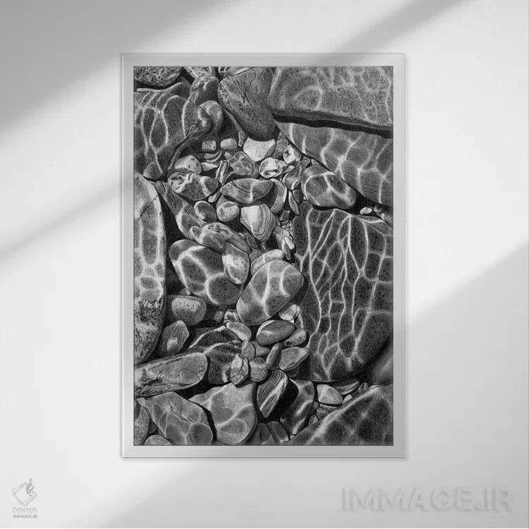 تابلو دکوراتیو استخر سنگی اثر پل استوو - نمای قابدار سفید