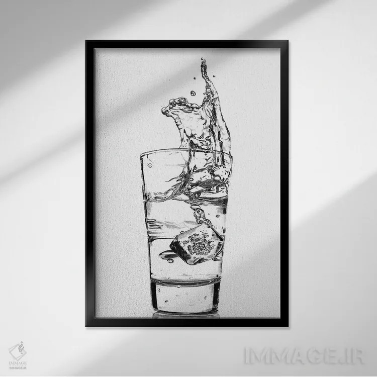 تابلو دکوراتیو پاشش آب اثر پل استوو - نمای قابدار مشکی