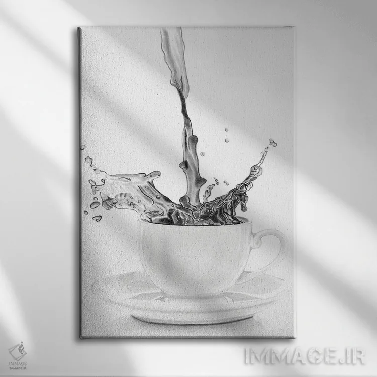 تابلو دکوراتیو پاشش قهوه اثر پل استوو - نمای روبهرو روی دیوار