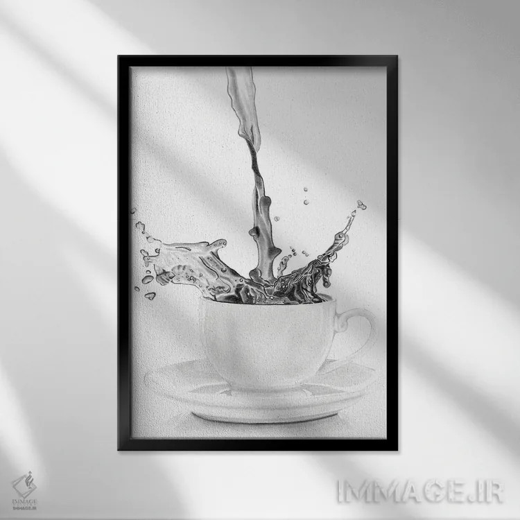 تابلو دکوراتیو پاشش قهوه اثر پل استوو - نمای قابدار مشکی