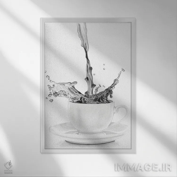 تابلو دکوراتیو پاشش قهوه اثر پل استوو - نمای قابدار سفید
