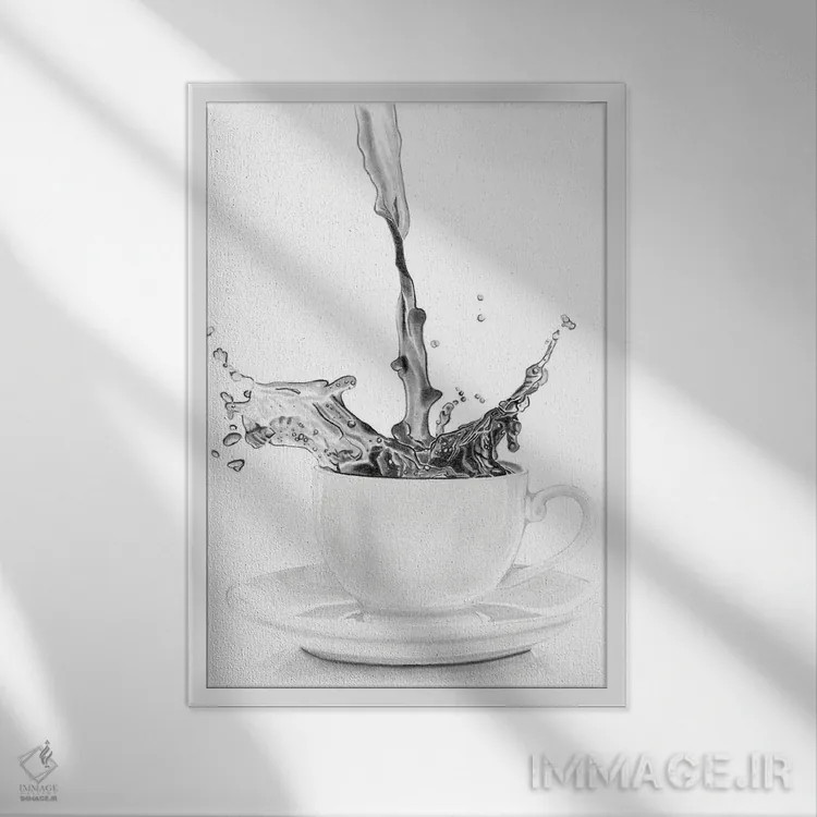 تابلو دکوراتیو پاشش قهوه اثر پل استوو - نمای قابدار سفید