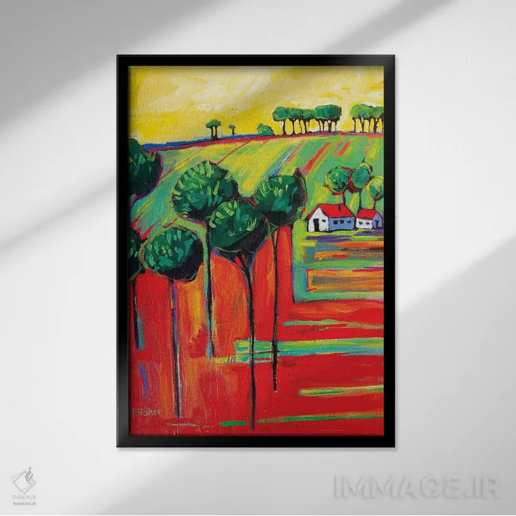 تابلو دکوراتیو مزارع به سبک فاو II اثر پتی بیکر - نمای قابدار مشکی