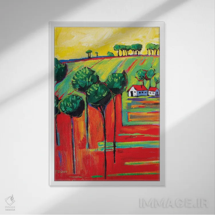 تابلو دکوراتیو مزارع به سبک فاو II اثر پتی بیکر - نمای قابدار سفید