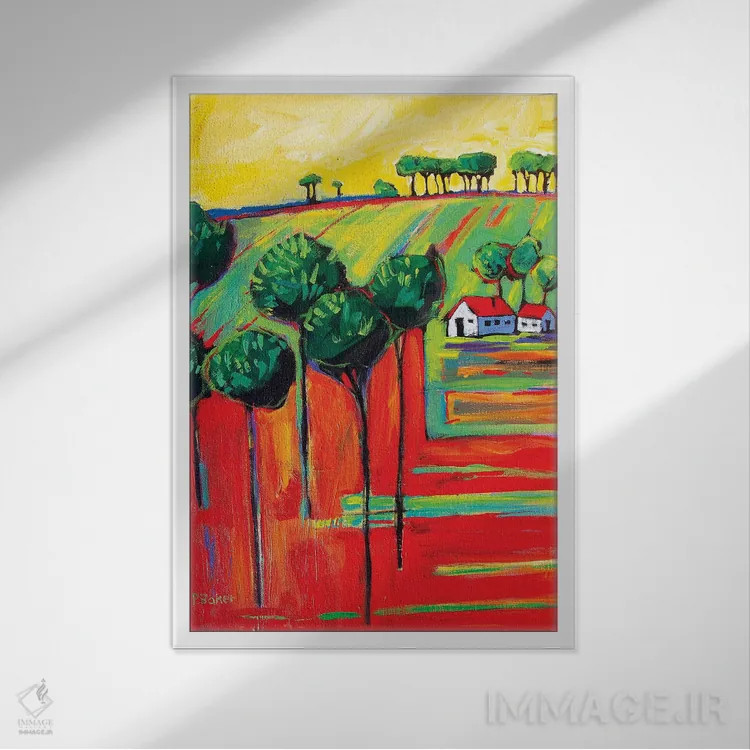 تابلو دکوراتیو مزارع به سبک فاو II اثر پتی بیکر - نمای قابدار سفید