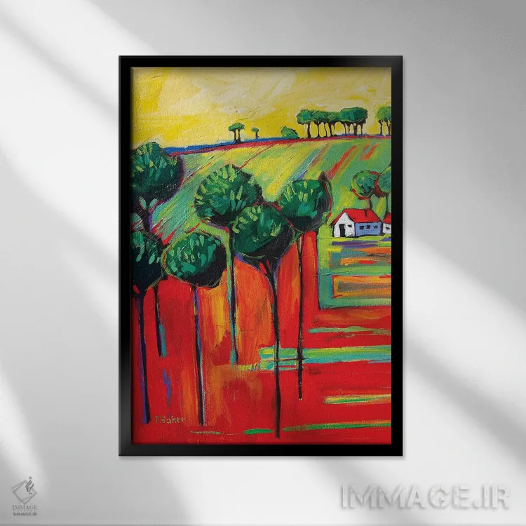 تابلو دکوراتیو منظره به سبک فاو II اثر پتی بیکر - نمای قابدار مشکی