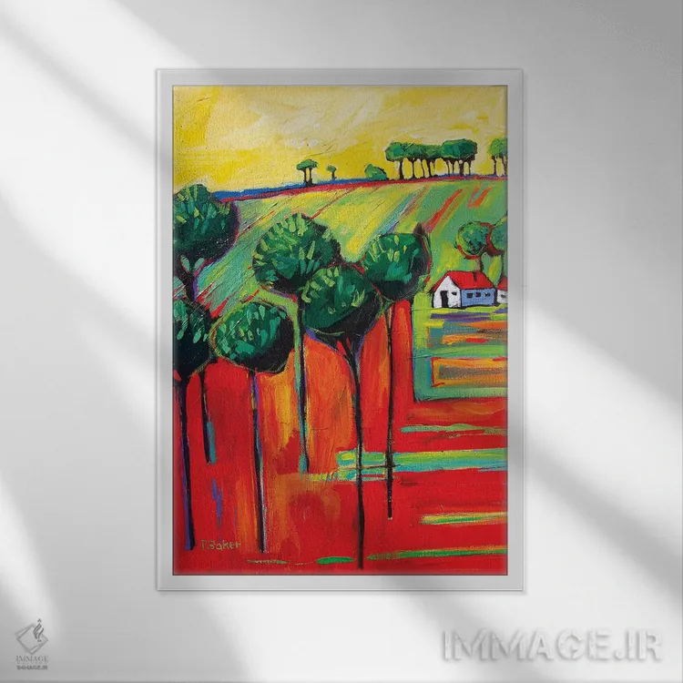 تابلو دکوراتیو منظره به سبک فاو II اثر پتی بیکر - نمای قابدار سفید