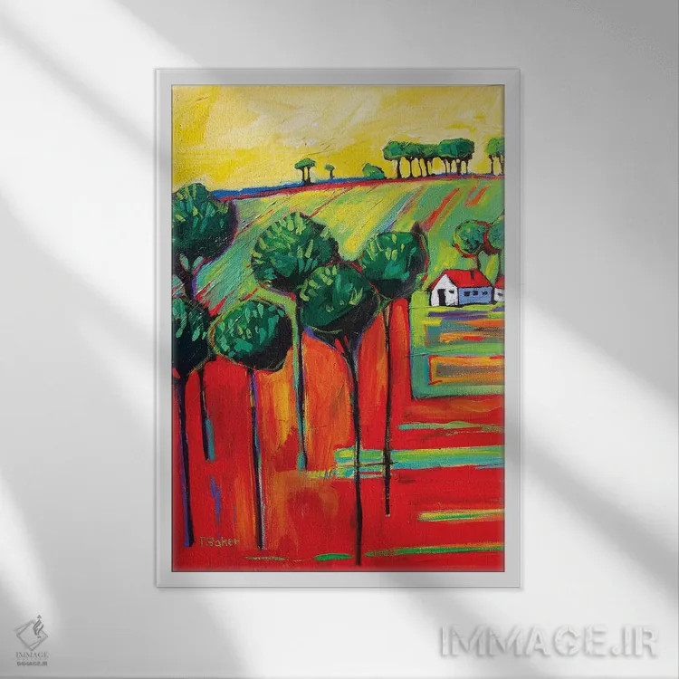 تابلو دکوراتیو منظره به سبک فاو II اثر پتی بیکر - نمای قابدار سفید
