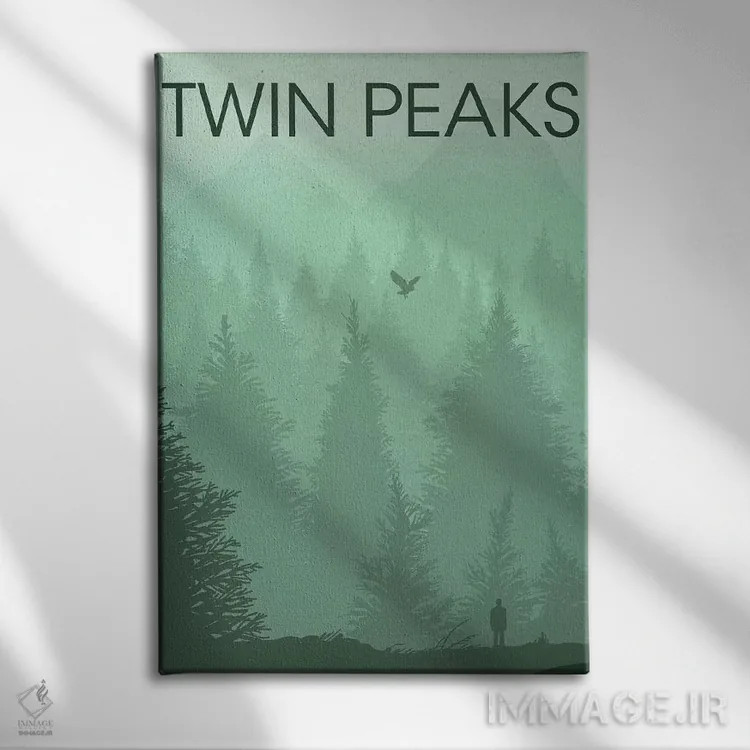 تابلو مینیمال پوستر منظره قله های دوقلو اثر پوپیت - نمای روبهرو روی دیوار