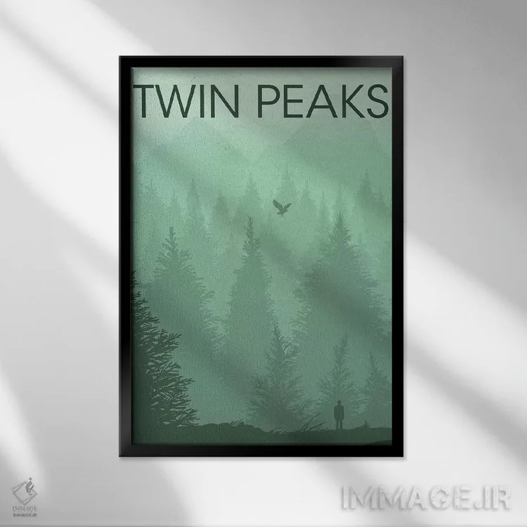 تابلو مینیمال پوستر منظره قله های دوقلو اثر پوپیت - نمای قابدار مشکی