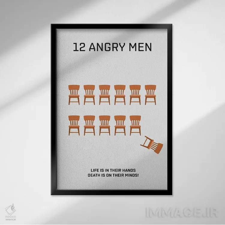 تابلو دکوراتیو پوستر مینی مالیستی دوازده مرد خشمگین اثر پوپیت - نمای قابدار مشکی
