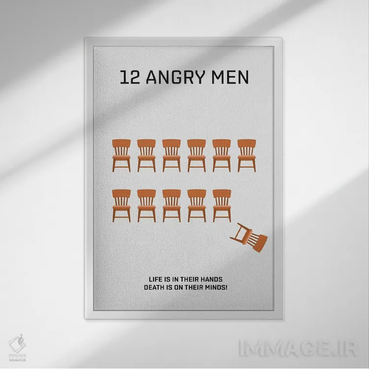 تابلو دکوراتیو پوستر مینی مالیستی دوازده مرد خشمگین اثر پوپیت - نمای قابدار سفید