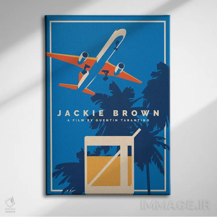 تابلو مینیمال پوستر جایگزین جکی براون اثر پوپیت - نمای روبهرو روی دیوار