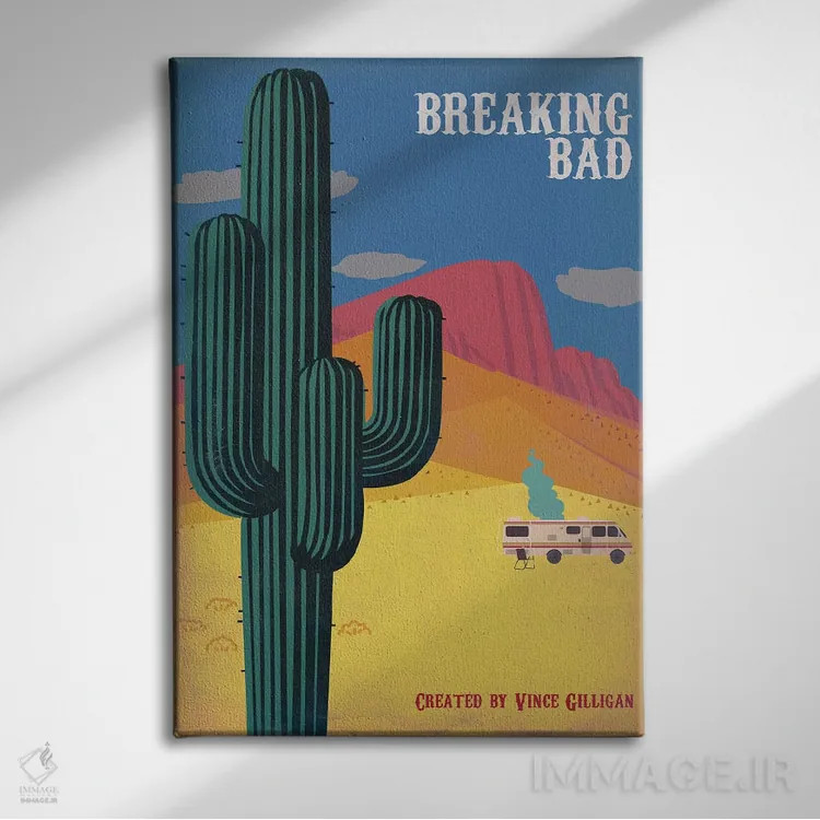 تابلو مینیمال پوستر سبک قدیمی برکینگ بد اثر پوپیت - نمای روبهرو روی دیوار