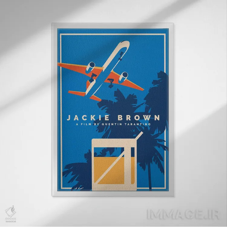 تابلو مینیمال پوستر جایگزین جکی براون اثر پوپیت - نمای قابدار سفید