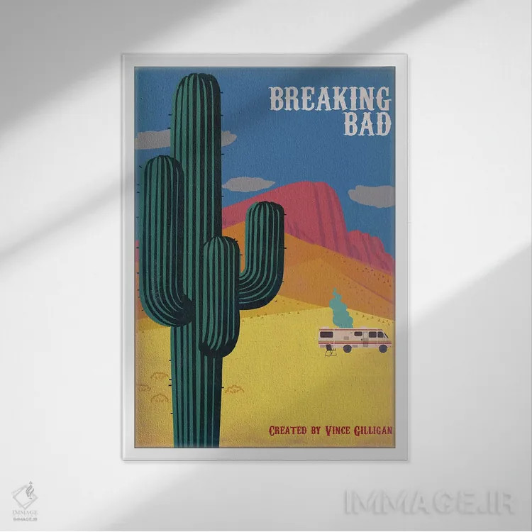 تابلو مینیمال پوستر سبک قدیمی برکینگ بد اثر پوپیت - نمای قابدار سفید