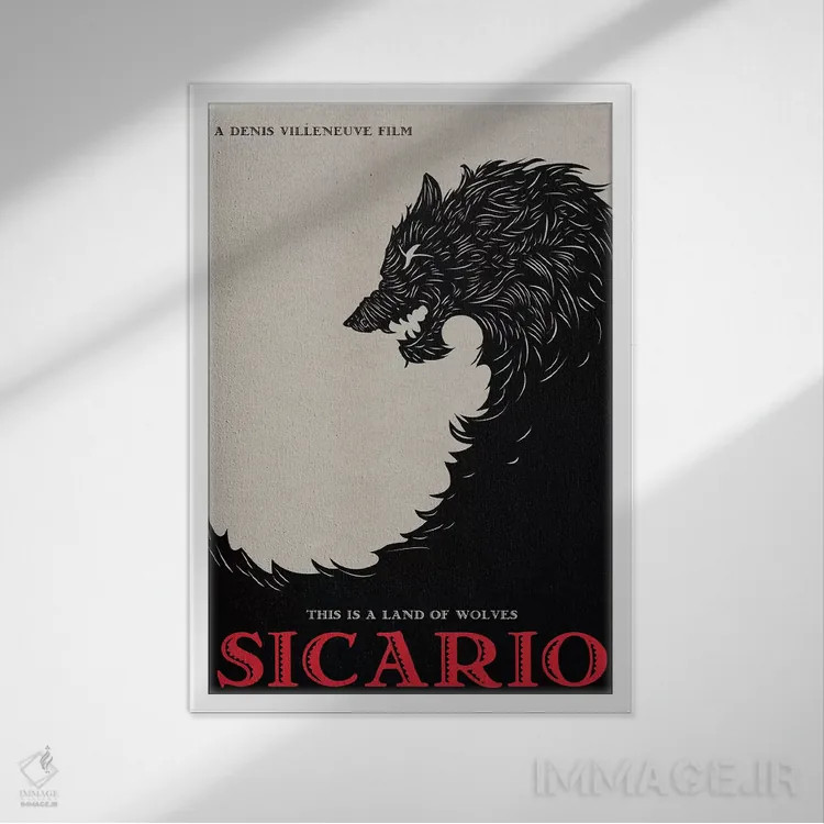 تابلو مینیمال پوستر جایگزین مینی مالیستی سیکاریو اثر پوپیت - نمای قابدار سفید