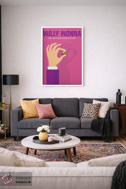 تابلو مینیمال پوستر مینی مالیستی ویلی ونکا و کارخانه شکلات سازی اثر پوپیت - D2W
