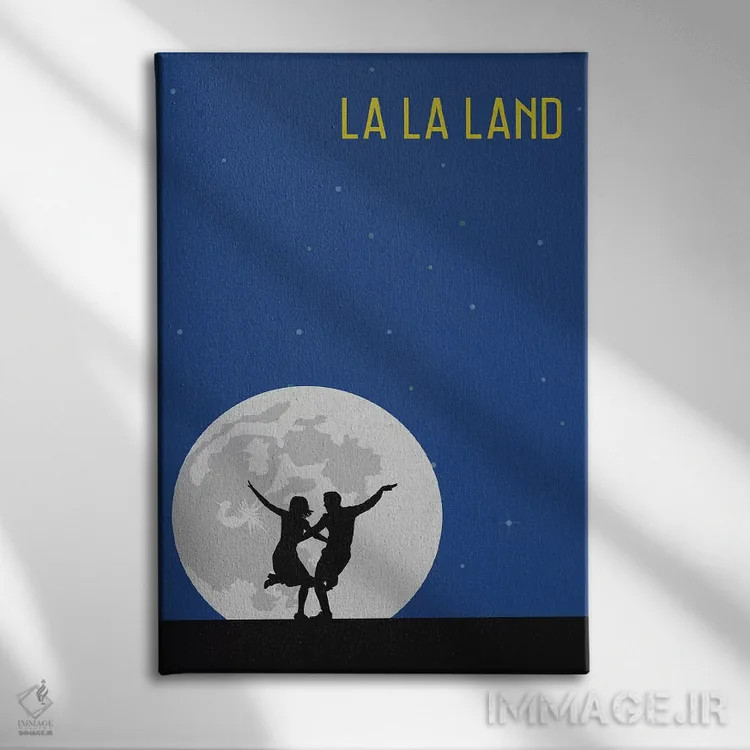 تابلو مینیمال پوستر مینی مالیستی لا لا لند اثر پوپیت - نمای روبهرو روی دیوار
