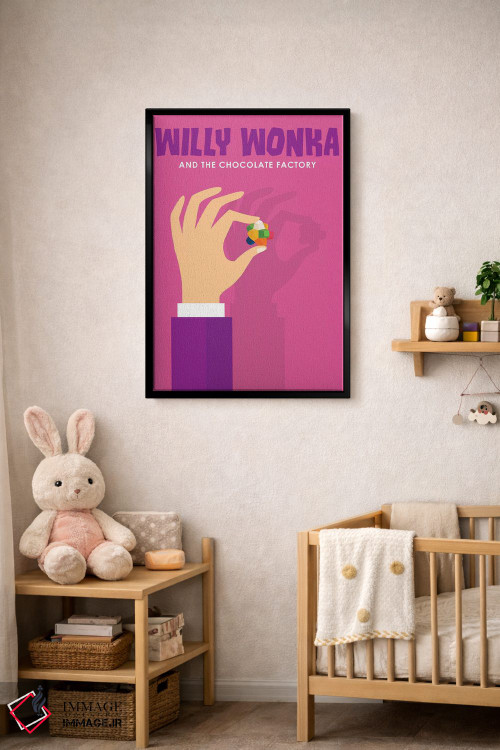 تابلو مینیمال پوستر مینی مالیستی ویلی ونکا و کارخانه شکلات سازی اثر پوپیت - D4B