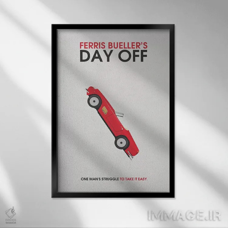 تابلو مینیمال پوستر جایگزین مینی مالیستی روز تعطیل فریس بولر اثر پوپیت - نمای قابدار مشکی